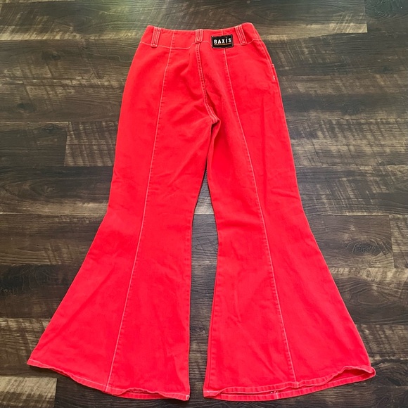 Vintage Baxis red super flare bells bellbottom wide leg denim jeans 26” waist - Picture 15 of 15